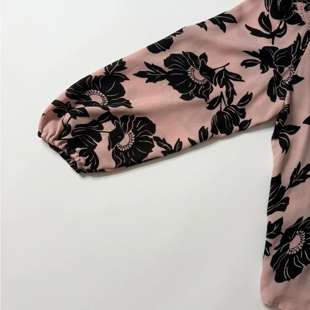 Ophelia Roe Pink Floral Blouse with Black Print - Picture 4 of 9